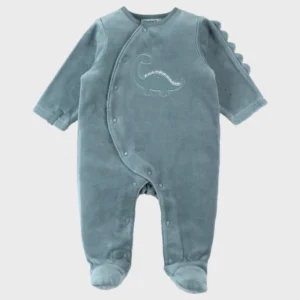 Pelele de terciopelo Dino Aqua para bebé