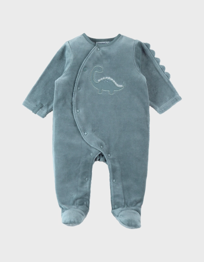 Pelele de terciopelo Dino Aqua para bebé